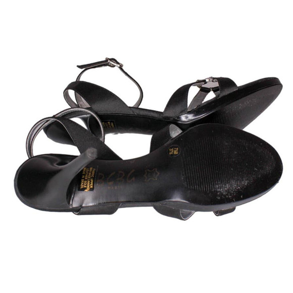 BCBG Paris High Heel Strappy Sandals Ankle Strap Black Satin Rhinestone 7.5B - Picture 5 of 5